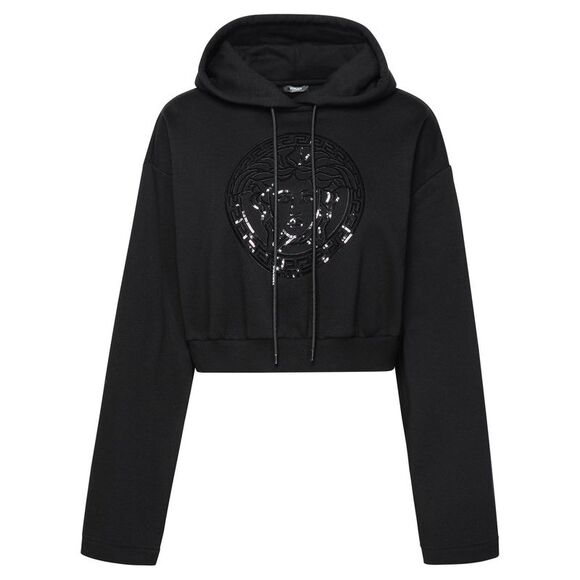 Versace Black Medusa Print Cotton HoodiePullover Sweatshirt Sweater